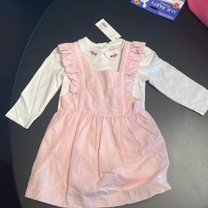 Pink corduroy dress with long sleeve onies. Janie and Jack